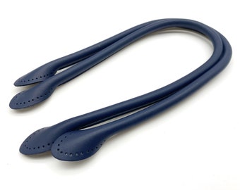 Pair of 22.5 inch sew in genuine leather bag purse strap handles for purse bag making replacement  Black Dark blue