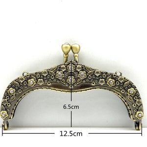 5 inch 12.5 cm Vintage fancy Zinc alloy Emboss sew on coin bag purse pouch frame hardware supply Anti bronze image 2