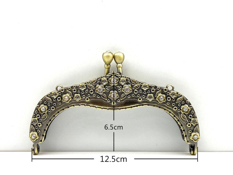 5 inch 12.5 cm Vintage fancy Zinc alloy Emboss sew on coin bag purse pouch frame hardware supply Anti bronze image 2