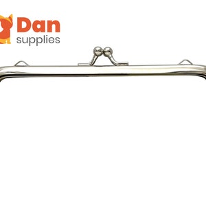 5 1/2 inch 14cm rectangle bag purse frame clasp hardware with Chain loops glue in Purse making supplies Nickel
