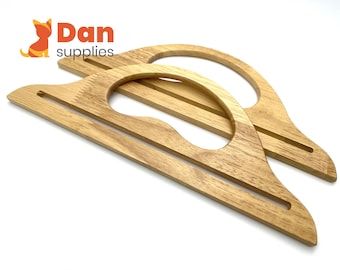 Par de asas de madera para bolsos de 11 pulgadas (28 cm) para tejer bolsos y monederos.