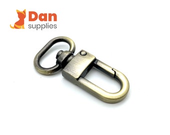 10 ganchos giratorios de bronce antiguo: cierre de llavero de 5/8"