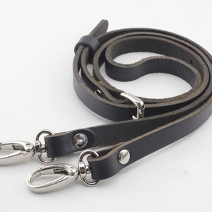 118CM 46.5 inch Adjustable genuine leather  shoulder crossbody bag purse strap with hooks replacement black Nickel  hardware
