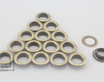 80 sets of 8mm (inner size ) stainless brass washable eyelets grommets for leather purse shoe paper belt Nickel Gunmetal  Anti Bronze gold