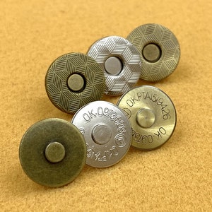 20 conjuntos de fechos magnéticos finos de couro de 14mm, fechos magnéticos para bolsa, bolsa, carteira, níquel, anti bronze, ouro