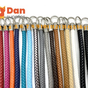 18 color to choose  - Pair of 25 inch 63.5cm Braided faux PU Leather cope bag purse handles Nickel hardware