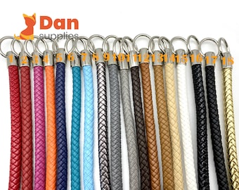 18 color to choose  - Pair of 25 inch 63.5cm Braided faux PU Leather cope bag purse handles Nickel hardware