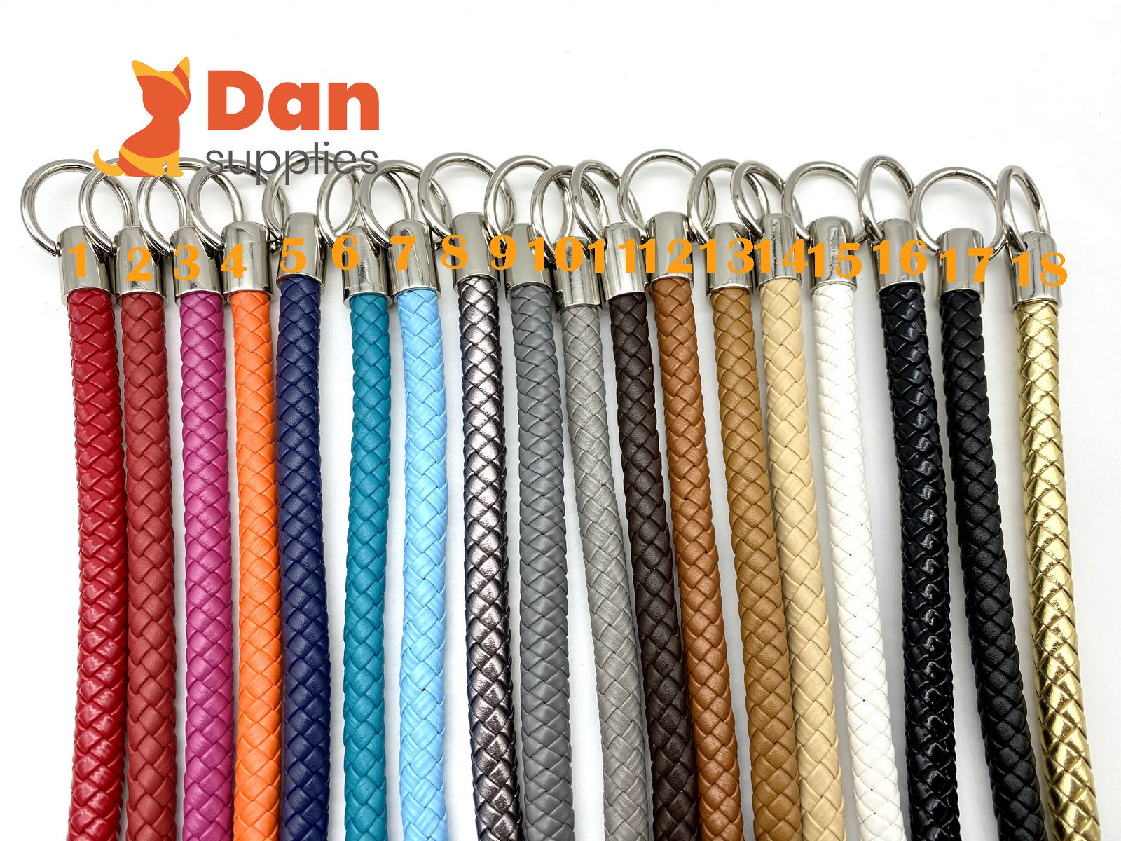 18 color to choose  - Pair of 25 inch 63.5cm Braided faux PU Leather cope bag purse handles Nickel hardware