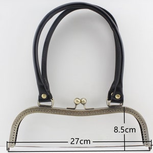 10 3/4 inch 27cm rectangle Emboss sew on bag purse pouch frame With  leather strap handles hardware supply Anti bronze