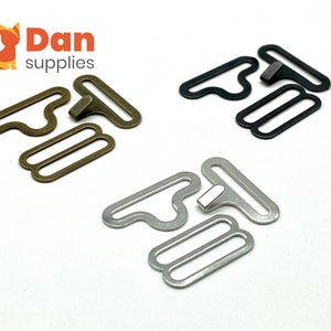 20 sets of 18mm 3/4 inch bow tie Hardware buckle slider hooks & eyes Making supplies  Anti bronze Nickel Gunmetal