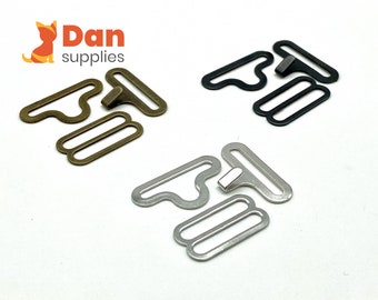 20 sets of 18mm 3/4 inch bow tie Hardware buckle slider hooks & eyes Making supplies  Anti bronze Nickel Gunmetal