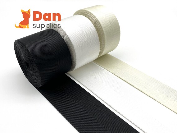 5 yards of 1 inch 25mm Black white  heavy weight Nylon webbing ribbon for belt bag purse strap key fob sold by the yard