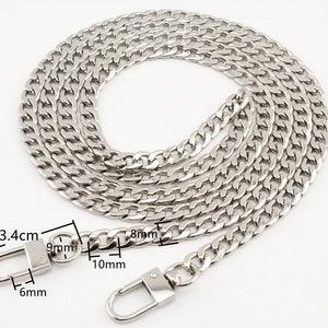 140cm 55 inch (8mmx10mm) shoulder cross body chain for bag wallet purse handbag Chain strap with clip replacement  Nickel