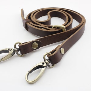 118CM 46.5 inch Adjustable genuine leather  shoulder crossbody bag purse strap with hooks replacement Anti bronze hardware