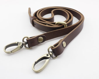 Adjustable Leather Shoulder Bag Strap with Anti Bronze Hooks