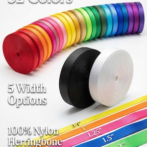 Fita de nylon 20–50mm vendida por jarda (1 jarda ≈ 91 cm) – fita resistente para alças de bolsa e guias de cão