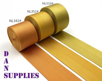 5 yards of 2 inch 50mm Yellow gold heavy weight Nylon webbing ribbon for belt bag purse strap key fob sold by the yard