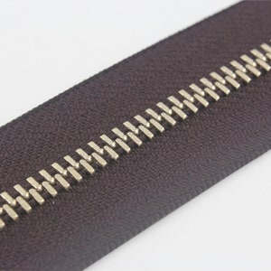 Tariff Free !Size 5#  5mm metal solid brass Gold teeth zipper for purse  by the yard  Dark blue Dark brown