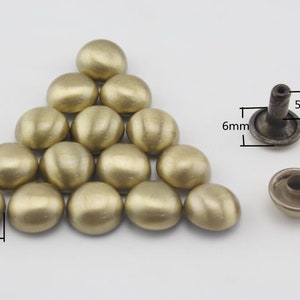 50 Sätze von 6mm Doppelkappe solide Messing Kuppel Nieten für Leder Puppe Geldbörse Tasche Schuhe Kleidung Anti Bronze