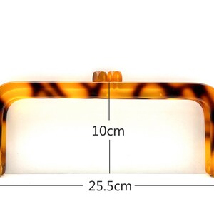 10 inch 25.5cm rectangle Glue on  Acrylic resin bag purse frame Tortoise