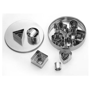 24er Set Edelstahl Polymer Clay Ausstecher Fondant Ausstecher Werkzeug -Dreieck Kreis Quadrat Herz Hexagon Stern Rechteck Blume