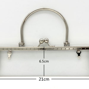 8 1/4 inch 21cm  Sew on bag purse frame clasp with handle hardware Purse making supplies Nickel