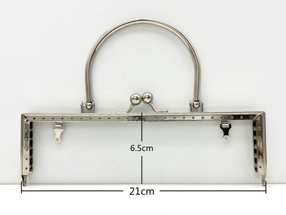 8 1/4 Inch 21cm Sew on Bag Purse Frame Clasp With Handle Hardware Purse  Making Supplies Nickel 