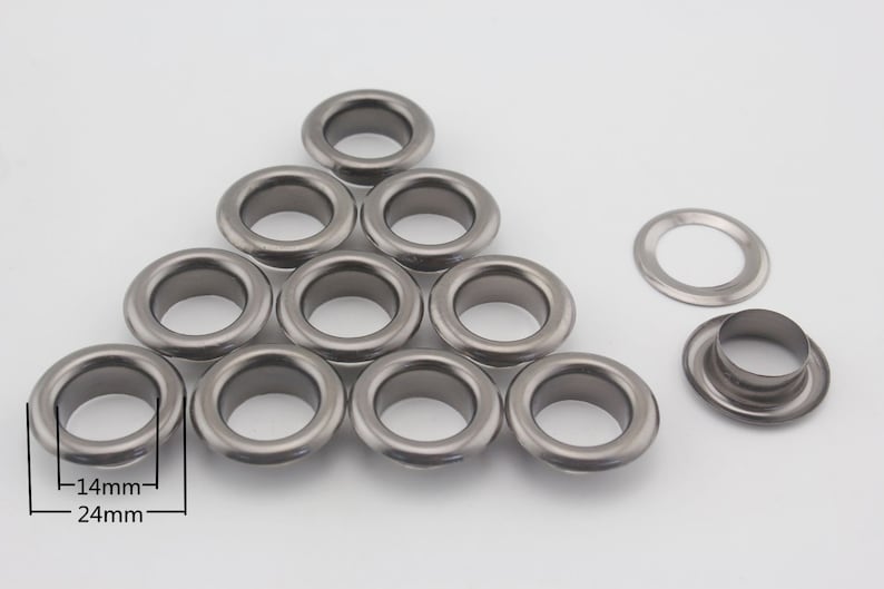 40 sets of 14mm inner size stainless brass washable eyelets grommets for leather purse shoe paper Anti bronze Nickel Gunmetal gold Gunmetal 00G48