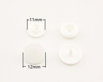 100 sets of 12mm plastic KAM  snap fastener washable press studs White Cream