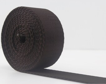 5 yards of 1 inch 25mm Heavy weight Nylon webbing strap for bag purse belt dog collar  making sold by the yard  Dark brown Color 38#