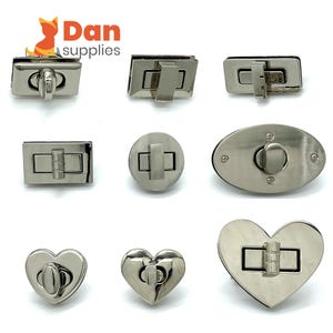 Nickel ( Silver ) Twist Lock turn lock for purse bag wallet clutch making locks hardware