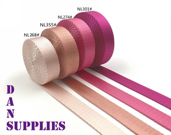 5 yards of 1 inch 25mm Pink  heavy weight Nylon webbing ribbon for belt purse dog leash by the yard