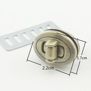 17mm x 22mm Oval twist turn lock for purse bag wallet clutch making locks hardware Anti bronze Nickel