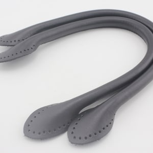 Pair of 14.5 inch sew in genuine leather bag purse strap handles for purse bag making replacement  Black Dark Brown