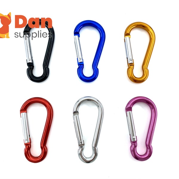 8pcs of 7.2cm Aluminium  Locking Carabiner Stainless Key Clip Secure Keyring Tough Keychain clasp hook  Blue gold hot pink red silver