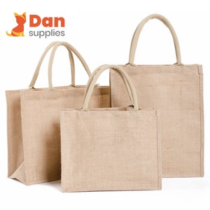 Tariff Free !Blank Jute bag tote with handle in bulk wholesale for personalization Pack of 5
