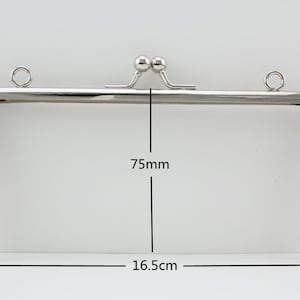 6 1/2 inch 16.5cm  heavy weight rectangle bag purse frame clasp hardware with Chain loops glue in Purse making supplies Nickel