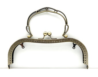 8 inch 20cm Sew on bag purse frame clasp with handle hardware Purse making supplies Anti bronze