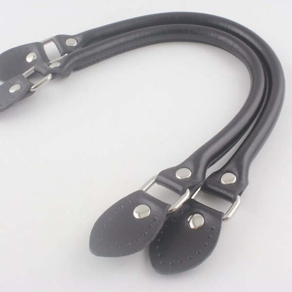 Pair of 16.5 inch sew in microfiber PU leather bag purse strap handles for purse bag making replacement Black Dark Brown