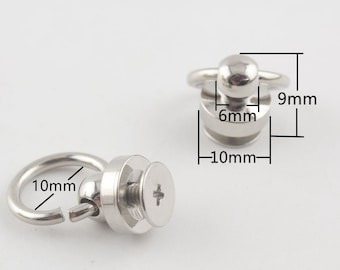 12 sets massief messing telefoon bedelhaak klinknagels geschroefde sleutelhanger riem connector roségoud nikkel brons anti-brons