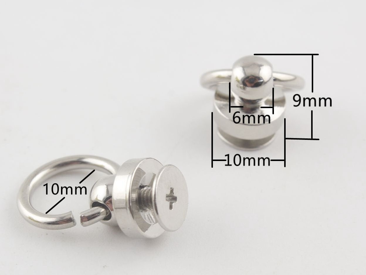 12 sets of Solid Brass phone charm hook Rivets Screwback keychain strap connector rose gold nickel gunmetal anti bronze