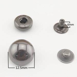 12.5mm 15mm 17mm 20mm 25mm Dome snap fastener Dome capped snap fastener studs Gunmetal 12.5mm  18sets