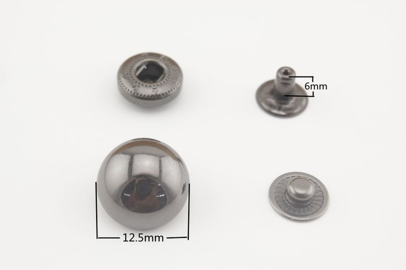 12.5mm 15mm 17mm 20mm 25mm Dome snap fastener Dome capped snap fastener studs Gunmetal 12.5mm  18sets