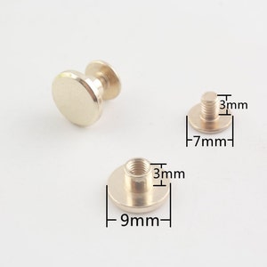 20/25 set di 9mm x 3mm Solid brass Chicago viti Concho vitivite rivetto in pelle fissa Nickel Anti bronzo Oro oro