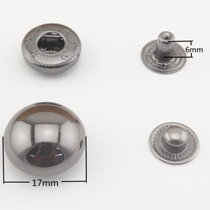 12.5mm 15mm 17mm 20mm 25mm Dome snap fastener Dome capped snap fastener studs Gunmetal 17mm 14sets