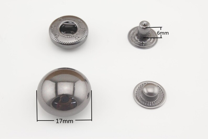 12.5mm 15mm 17mm 20mm 25mm Dome snap fastener Dome capped snap fastener studs Gunmetal 17mm 14sets