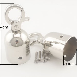 May include: Two silver metal end caps with a snap hook and four screws. The end caps are 3.8 inches tall and 9.4 inches long.