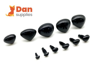 Black safety nose, in 12 different sizes (4.5mm to 24mm) Amigurumi  puppet doll animal doll cat teddy bear nose supplies