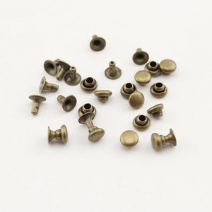 50 Sätze von 3mm flache Kappe solide Messing Nieten für Leder Puppe Geldbörse Tasche Schuhe Kleidung Nickel Anti Bronze Licht gold Gunmetal