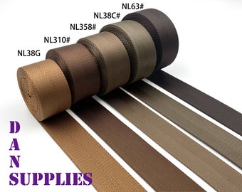 5 yards of 1 1/4 inch 32mm Brown coffee heavy weight Nylon webbing ribbon for belt bag purse strap key fob sold by the yard
